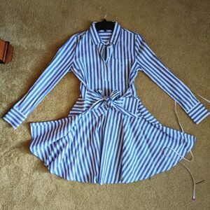 Romeo + Juliet Couture Striped Tie Shirt Dress S